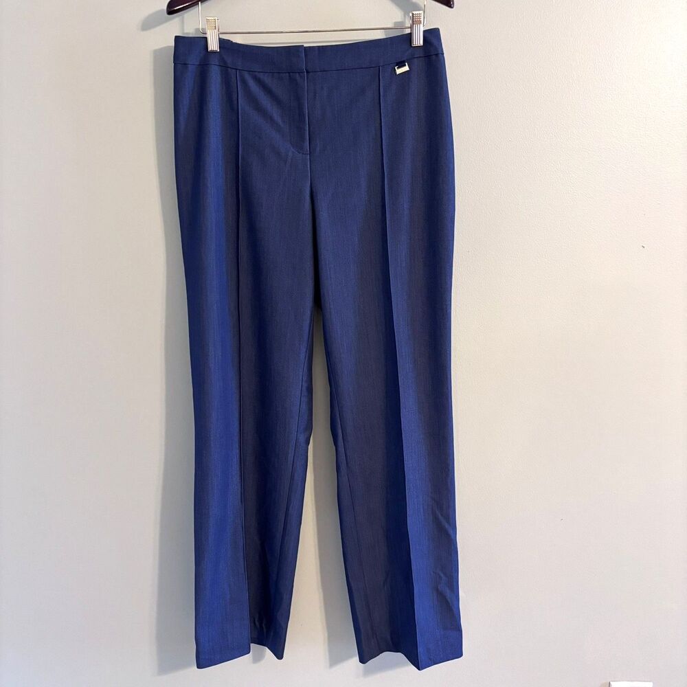 Anne Klein Women's Wide Leg Trouser Dress Pant Sz 8 Blue High Rise Chic Office
